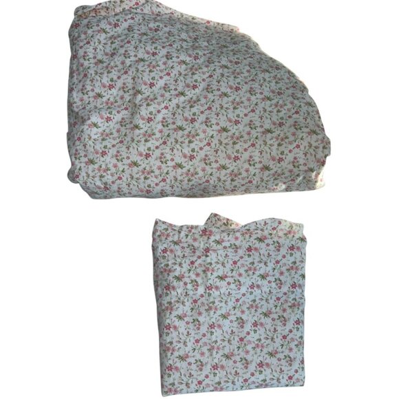 Laura Ashley pink green liberty floral cotton twin fitted sheet pillow case - Picture 3 of 5